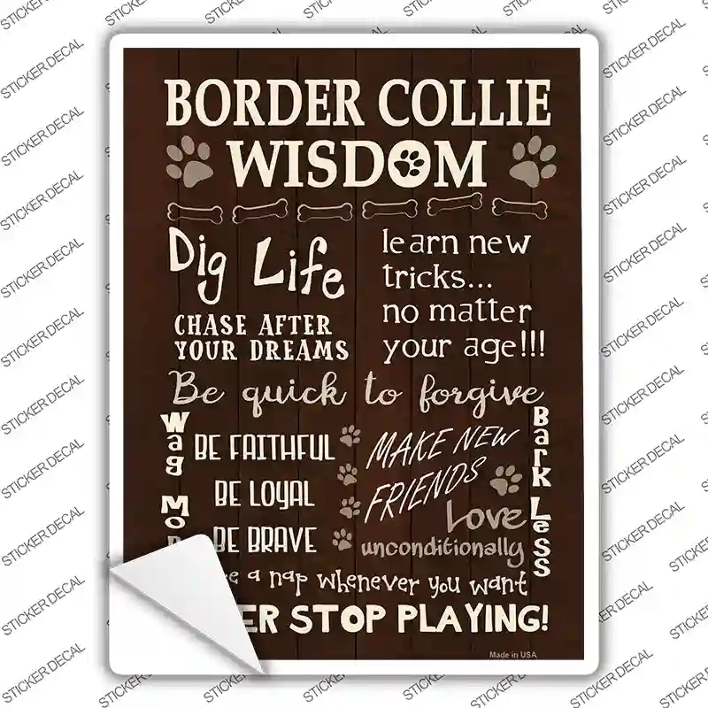 P-1649s-XL Border Collie Wisdom Novelty Rectangle Sticker Decal - Extra Large