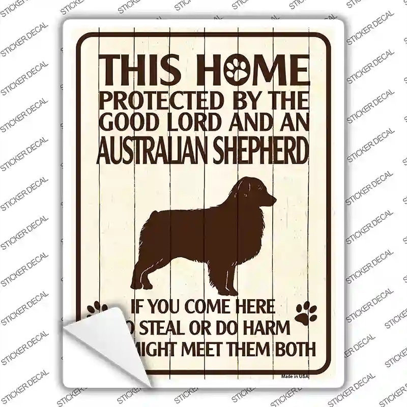P-1668s-L Protected by An Australian Shepherd Novelty Rectangle Sticker Decal - Large