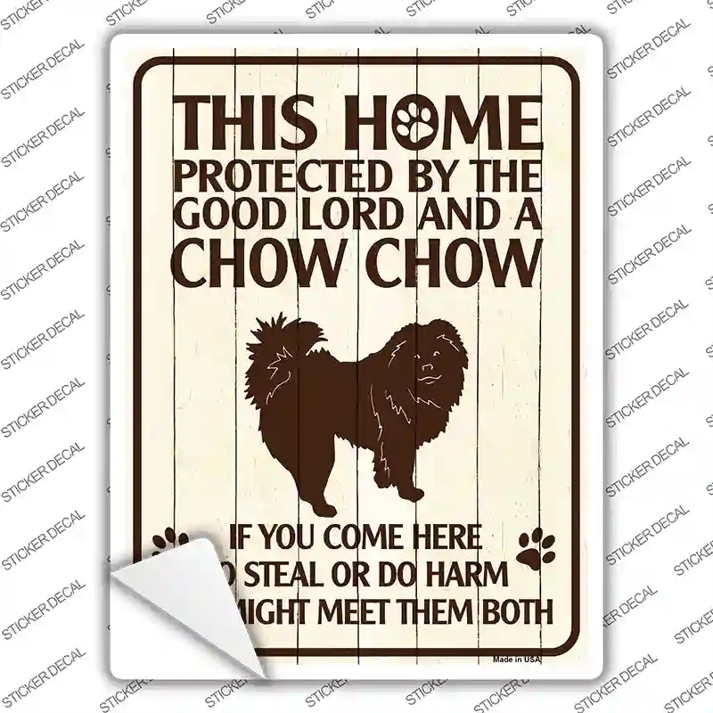 P-1675s-L Protected by A Chow Chow Novelty Rectangle Sticker Decal - Large