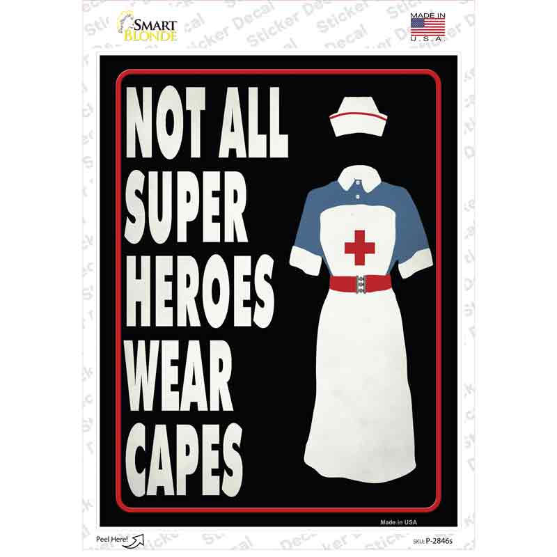 P-2846s-M Nurse Superhero Novelty Rectangle Sticker Decal - Medium