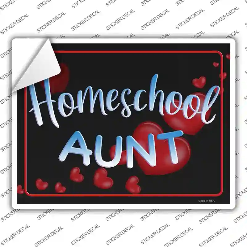 P-2884s-S Homeschool Aunt Heart Novelty Rectangle Sticker Decal - Small
