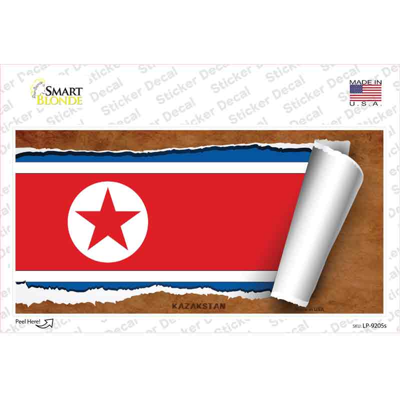 LP-9205s-M North Korea Flag Scroll Novelty Sticker Decal - Medium