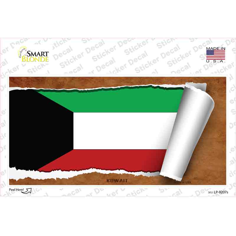 LP-9207s-M Kuwait Flag Scroll Novelty Sticker Decal - Medium