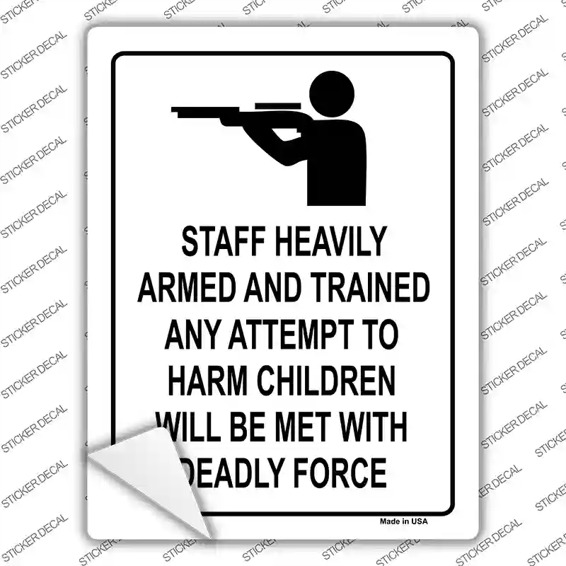 P-342s-L Staff Heavily Armed Novelty Rectangle Sticker Decal - Large