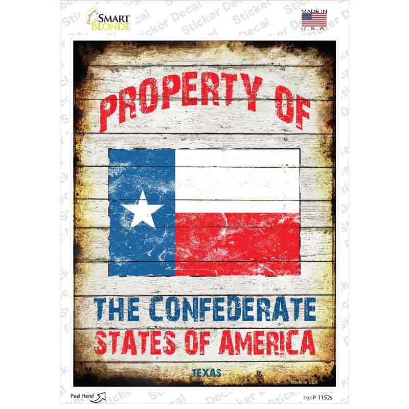 P-1152s-M Property of Texas Novelty Rectangle Sticker Decal - Medium