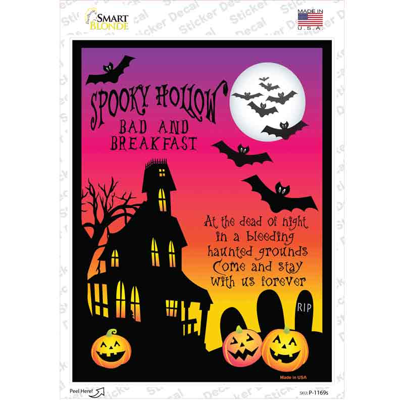 P-1169s-M Spooky Hollow Novelty Rectangle Sticker Decal - Medium