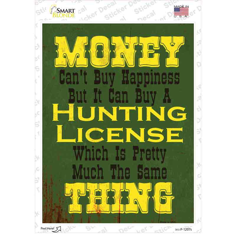 P-1207s-M Money Cant Buy Happiness Novelty Rectangle Sticker Decal - Medium -  Smart Blonde