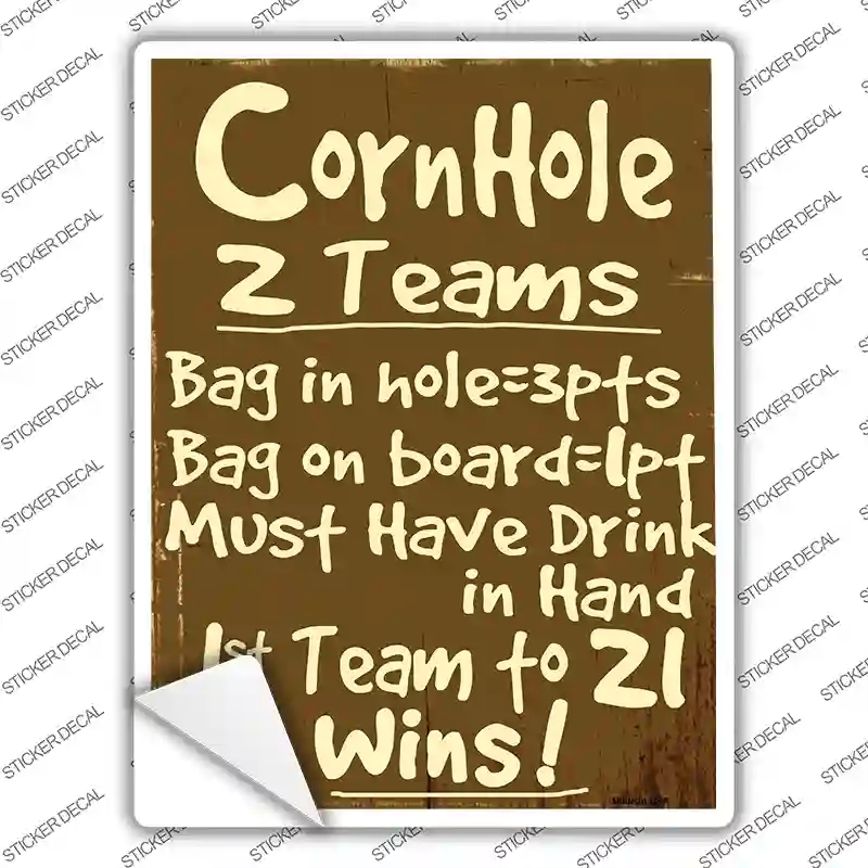 P-1237s-S Cornhole Rules Novelty Rectangle Sticker Decal - Small
