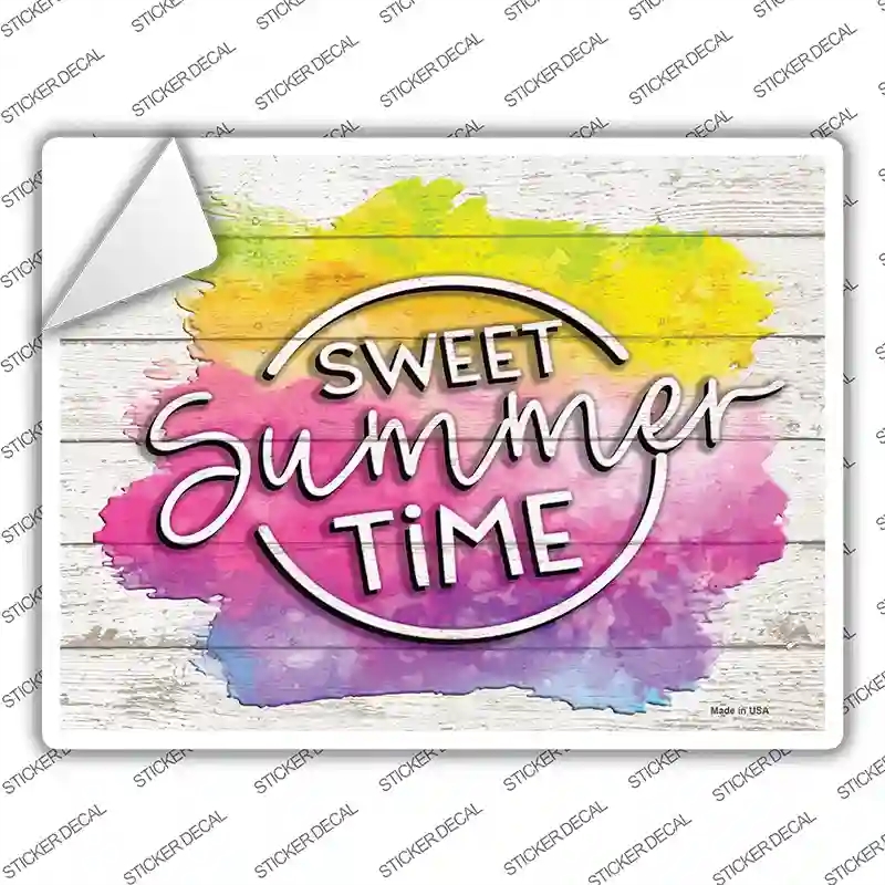 P-3570s-M Sweet Summer Time Watercolor Novelty Rectangle Sticker Decal - Medium