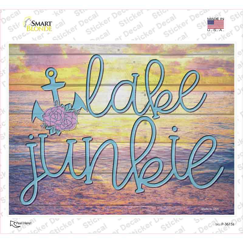 P-3615s-M Lake Junkie Anchor Novelty Rectangle Sticker Decal - Medium