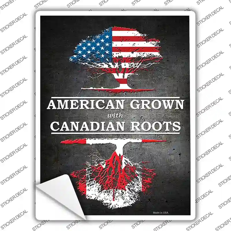 P-1298s-S American Grown Canadian Roots Novelty Rectangle Sticker Decal - Small