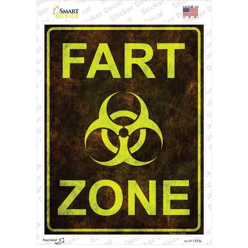 P-1313s-M Fart Zone Novelty Rectangle Sticker Decal - Medium