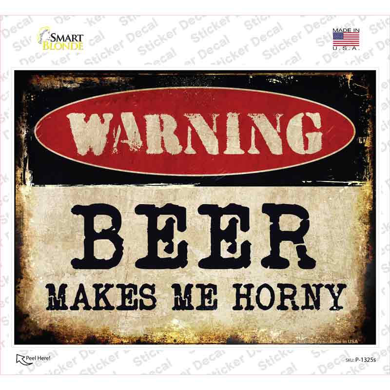P-1325s-M Beer Novelty Rectangle Sticker Decal - Medium