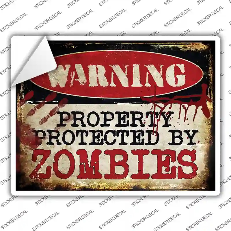 P-1345s-S Zombies Novelty Rectangle Sticker Decal - Small