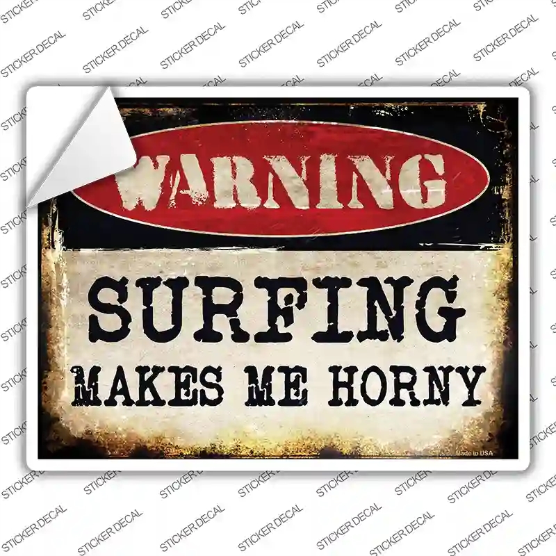 P-1349s-L Surfing Novelty Rectangle Sticker Decal - Large