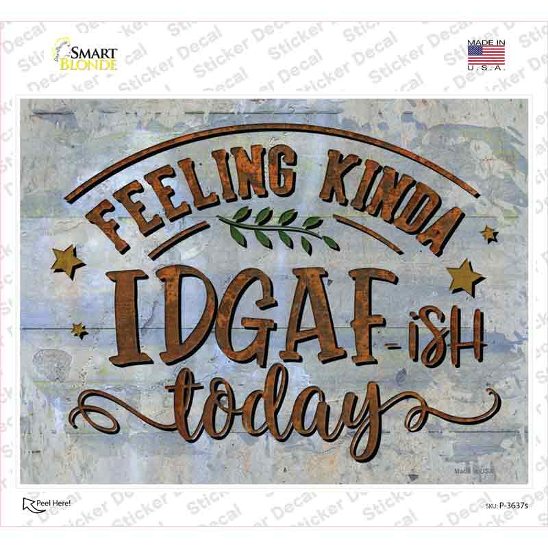 P-3637s-M Feeling IDGAF Novelty Rectangle Sticker Decal - Medium