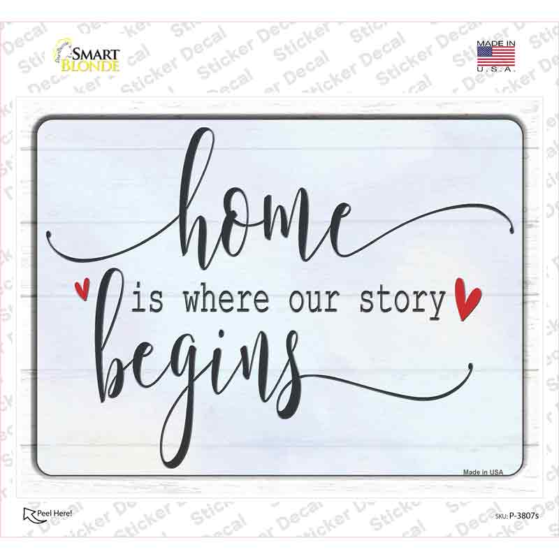 P-3807s-M Where Story Begins Novelty Rectangle Sticker Decal - Medium