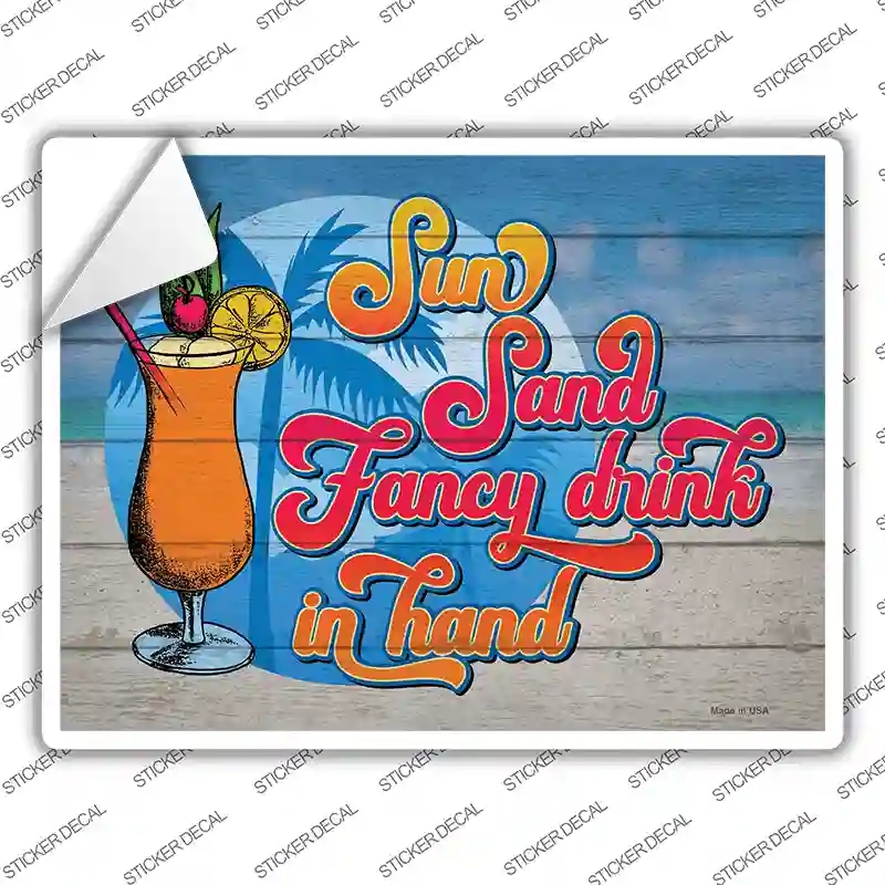 P-3846s-XL Sun Sand Fancy Drinks Novelty Rectangle Sticker Decal - Extra Large