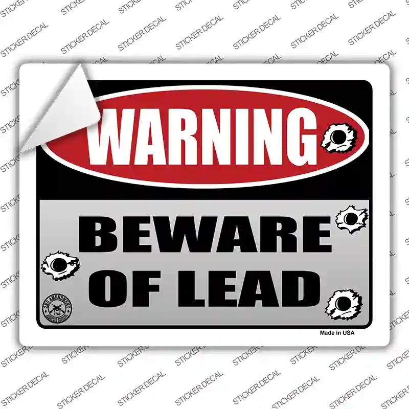 P-384s-XL Beware of Lead Novelty Rectangle Sticker Decal - Extra Large