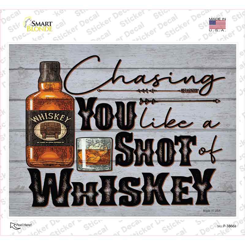 P-3866s-M Chasing You Like Whiskey Novelty Rectangle Sticker Decal - Medium