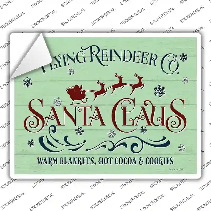 P-3886s-S Flying Reindeer Co Novelty Rectangle Sticker Decal - Small