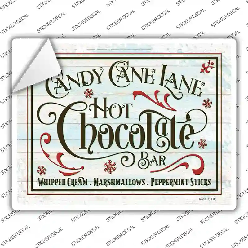 P-3888s-L Candy Cane Lane Hot Chocolate Bar Novelty Rectangle Sticker Decal - Large