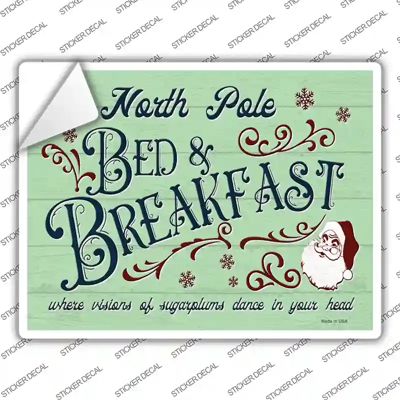 P-3890s-XL North Pole Bed & Breakfast Novelty Rectangle Sticker Decal - Extra Large