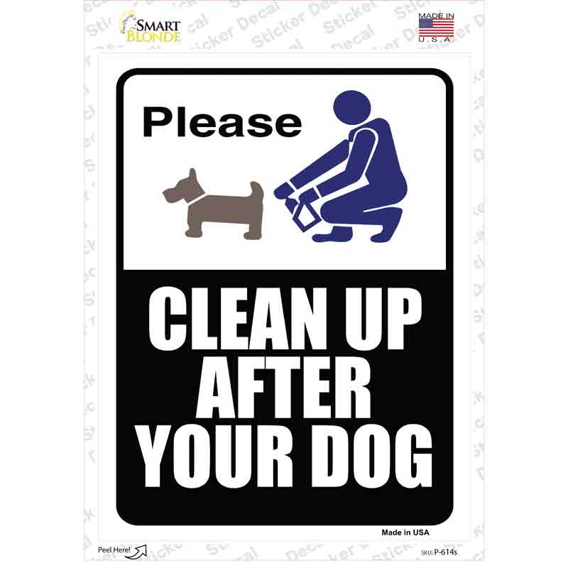 P-614s-M Clean After Your Dog Novelty Rectangle Sticker Decal - Medium