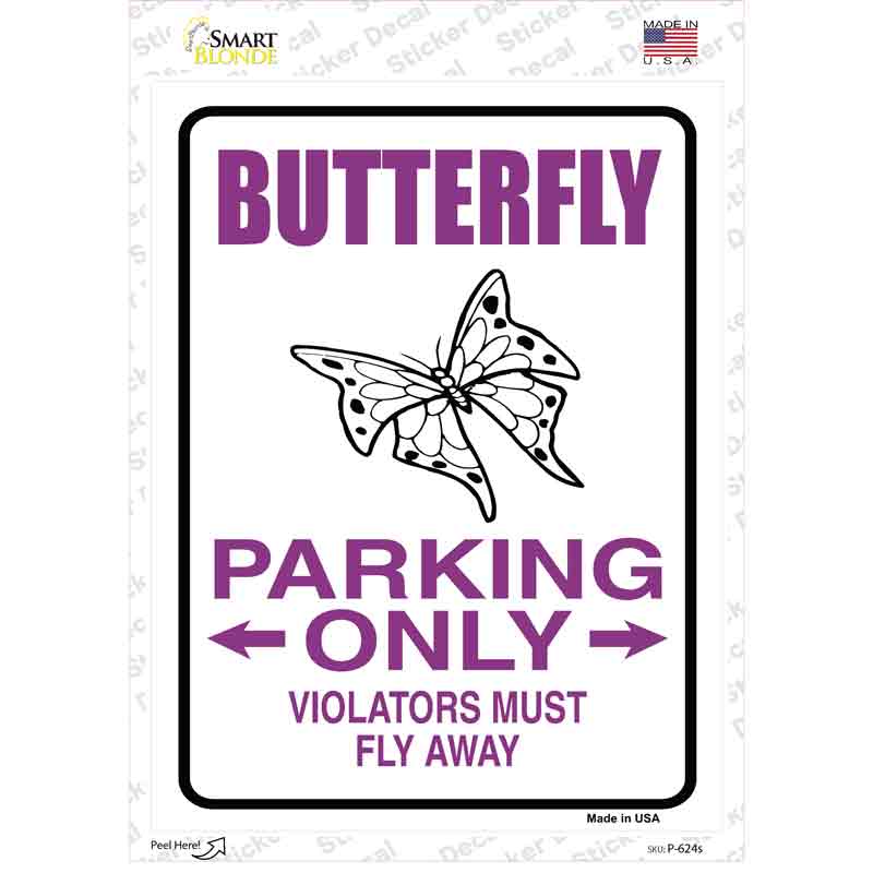 P-624s-M Butterfly Only Novelty Rectangle Sticker Decal - Medium