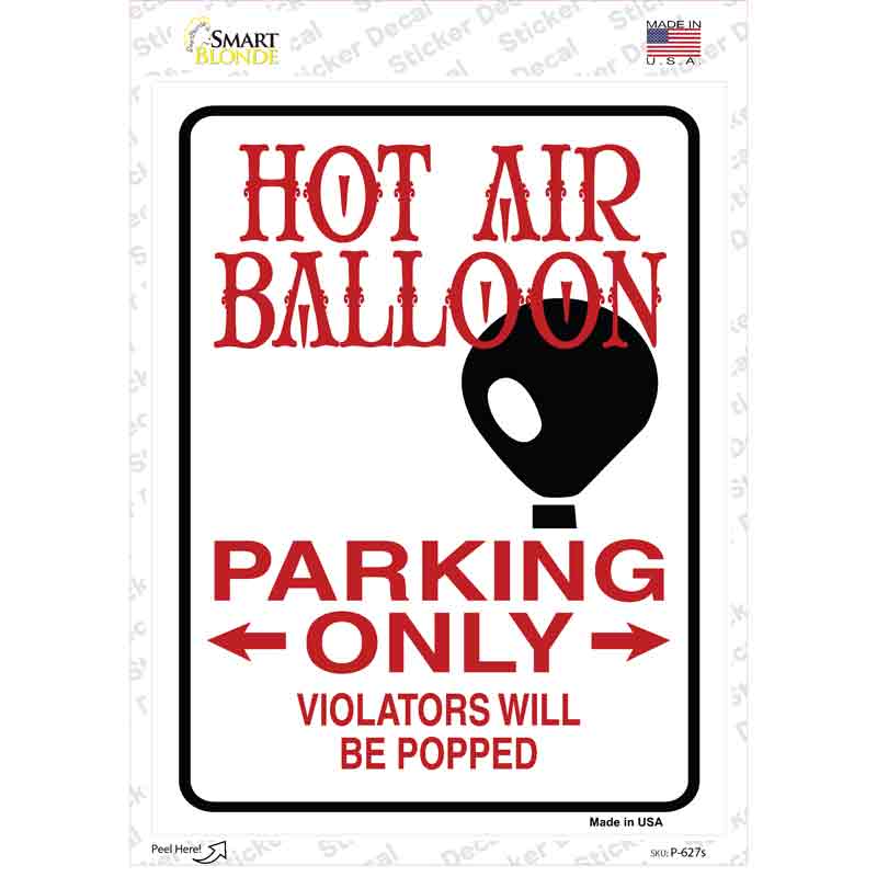 P-627s-M Hot Air Balloon Novelty Rectangle Sticker Decal - Medium