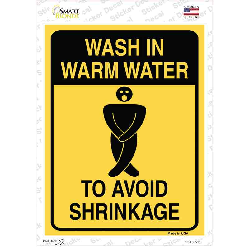 P-651s-M Wash in Warm Water Novelty Rectangle Sticker Decal - Medium