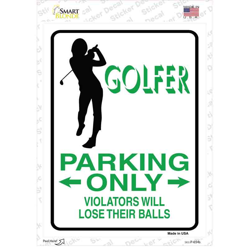 P-654s-M Golfer Only Female Novelty Rectangle Sticker Decal - Medium