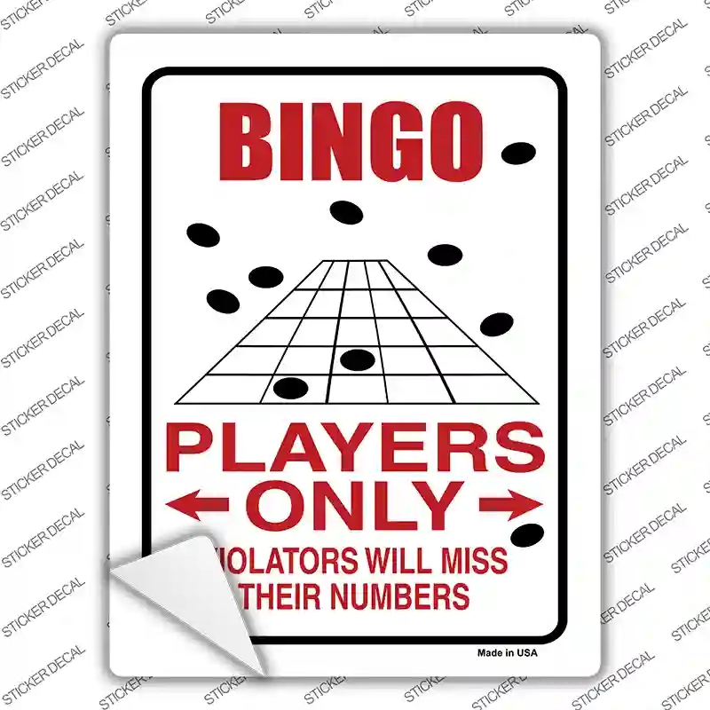 P-681s-L Bingo Players Only Novelty Rectangle Sticker Decal - Large