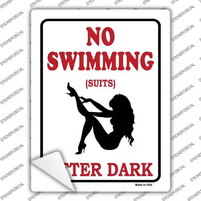 P-688s-S No Swimming Suits After Dark Novelty Rectangle Sticker Decal - Small
