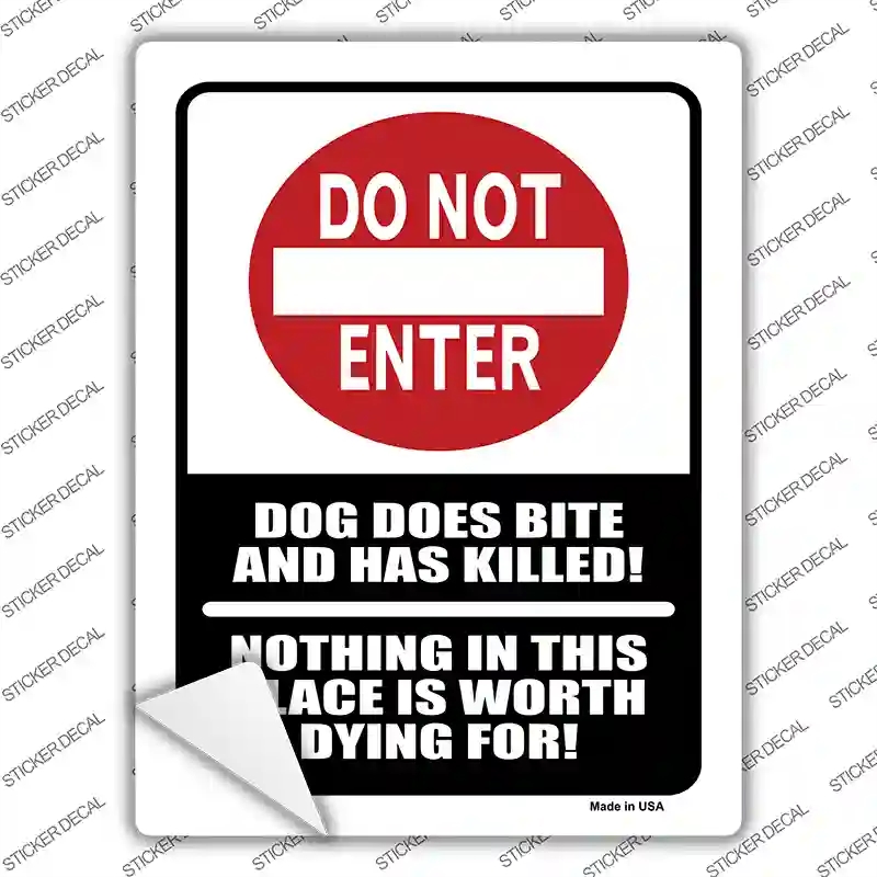 P-690s-XL Do Not Enter Dog Bites Novelty Rectangle Sticker Decal - Extra Large