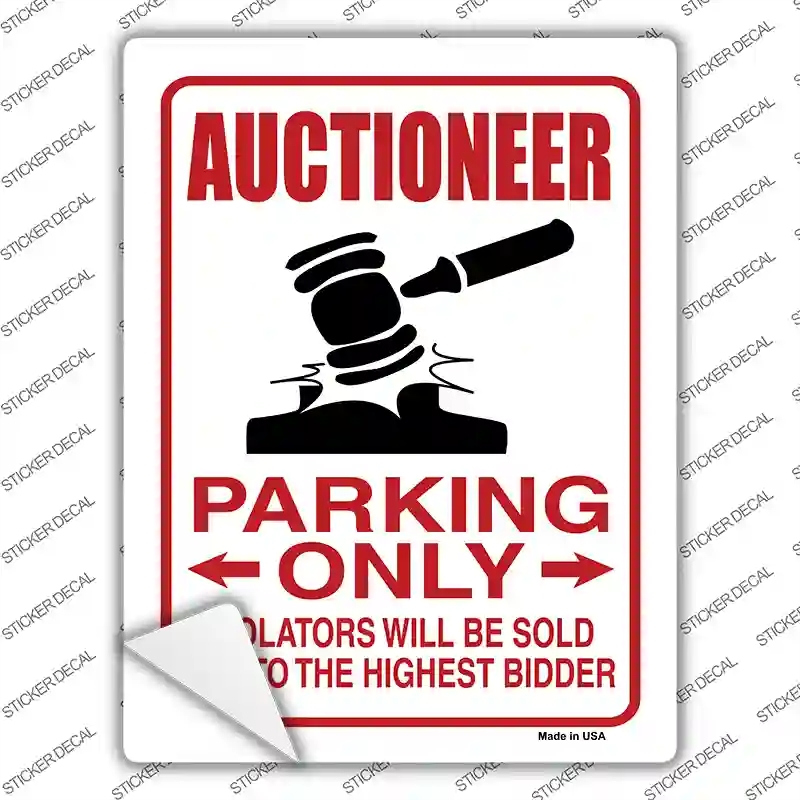 P-734s-XL Auctioneer Parking Novelty Rectangle Sticker Decal - Extra Large