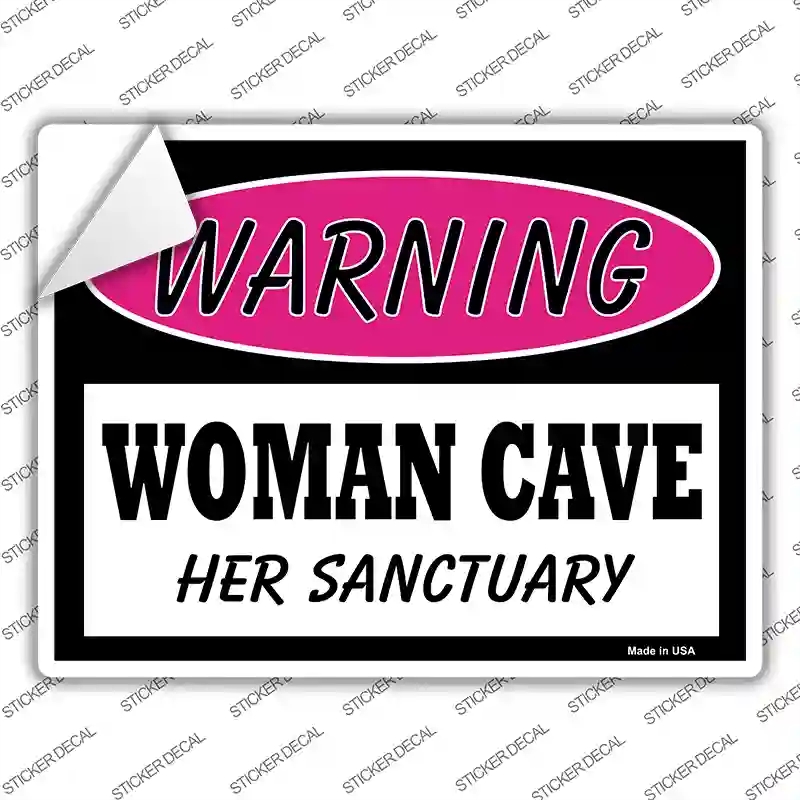 P-754s-S Woman Cave Her Sanctuary Novelty Rectangle Sticker Decal - Small