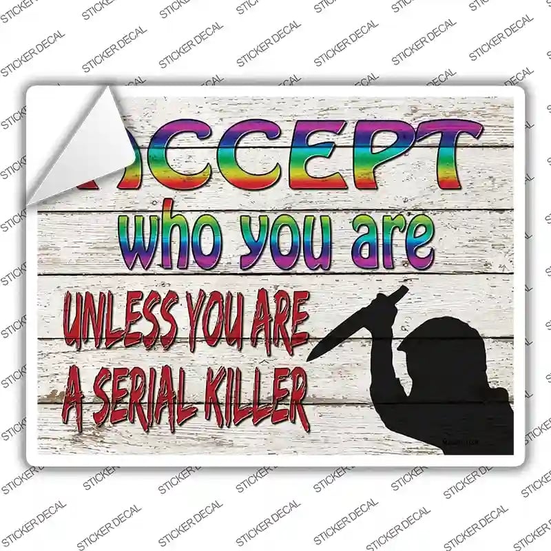 P-3108s-S Accept Who You Are Novelty Rectangle Sticker Decal - Small
