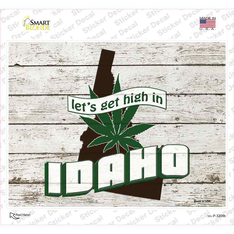 P-3209s-M Get High in Idaho Novelty Rectangle Sticker Decal - Medium