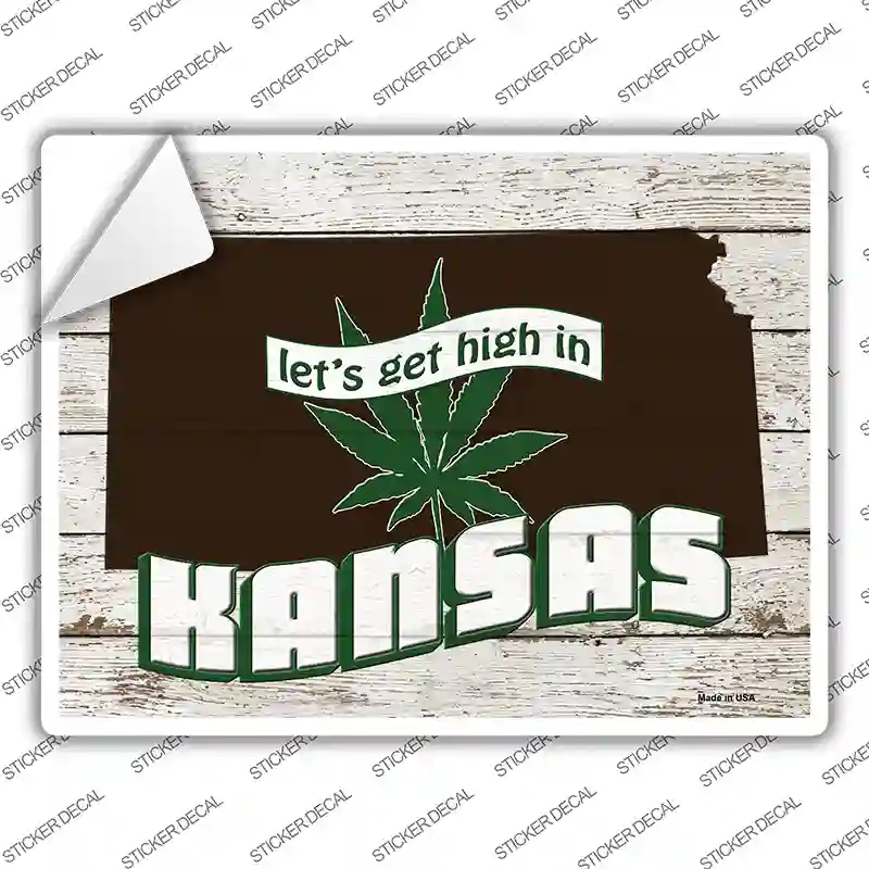 P-3213s-L Get High in Kansas Novelty Rectangle Sticker Decal - Large