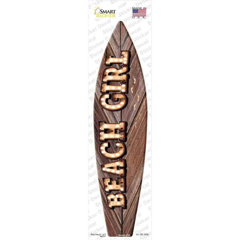 SB-169s-M Beach Girl Bulb Lettering Novelty Surfboard Sticker Decal - Medium