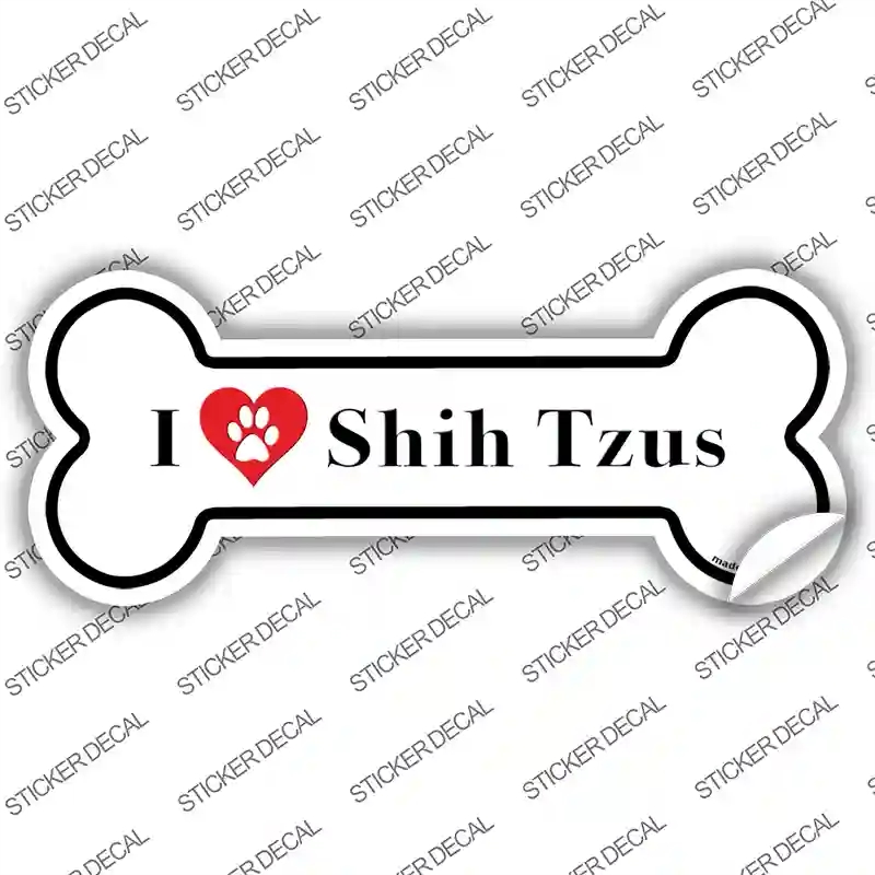 B-146s-S I Love Shih Tzus Novelty Bone Sticker Decal - Small