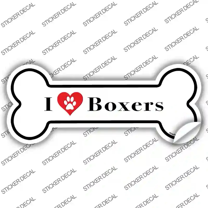 B-148s-S I Love Boxers Novelty Bone Sticker Decal - Small