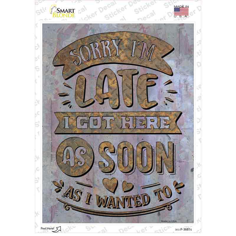 P-3681s-M Got Here As Soon As I Wanted to Novelty Rectangle Sticker Decal - Medium