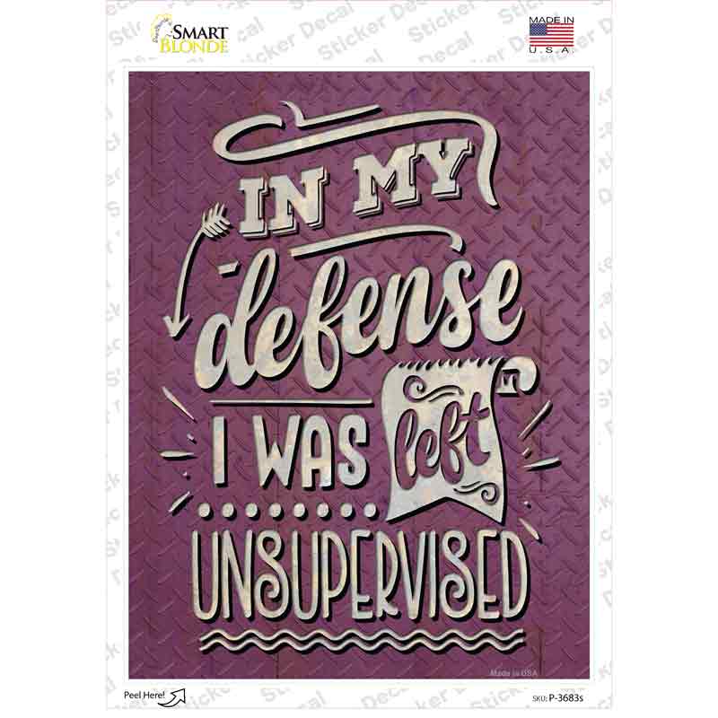 P-3683s-M In My Defense Novelty Rectangle Sticker Decal - Medium
