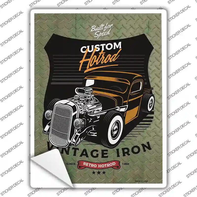 P-3698s-XL Retro Hotrod Novelty Rectangle Sticker Decal - Extra Large
