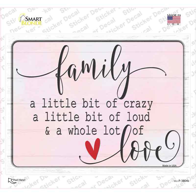 P-3804s-M A Little Bit of Crazy Novelty Rectangle Sticker Decal - Medium