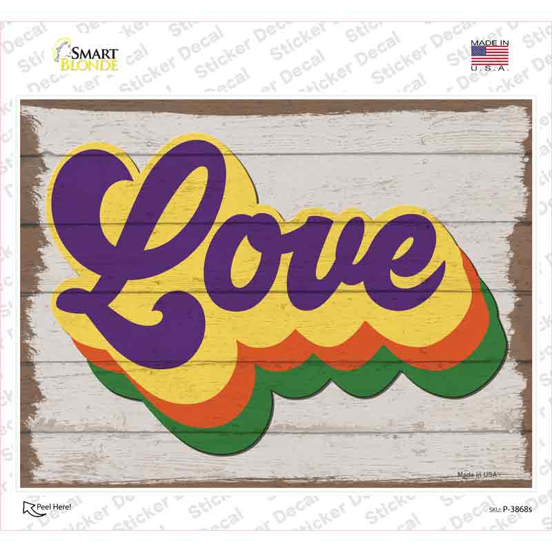 P-3868s-M Love Rainbow Novelty Rectangle Sticker Decal - Medium