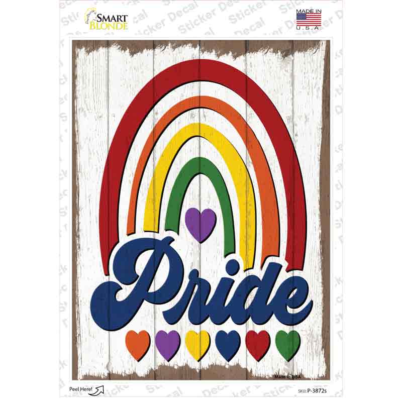 P-3872s-M Pride with Rainbow Novelty Rectangle Sticker Decal - Medium