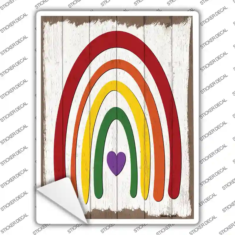 P-3875s-S Rainbow with Heart Novelty Rectangle Sticker Decal - Small